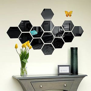 Hexagon Style Acrylic Mirror - Modern Home Decoration [13 pieces].