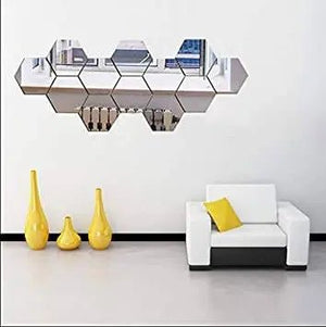Hexagon Style Acrylic Mirror - Modern Home Decoration [13 pieces].